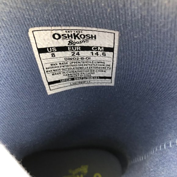 Osh Kosh B'gosh gray blue dinosaur print rainboots 8 - Picture 7 of 8